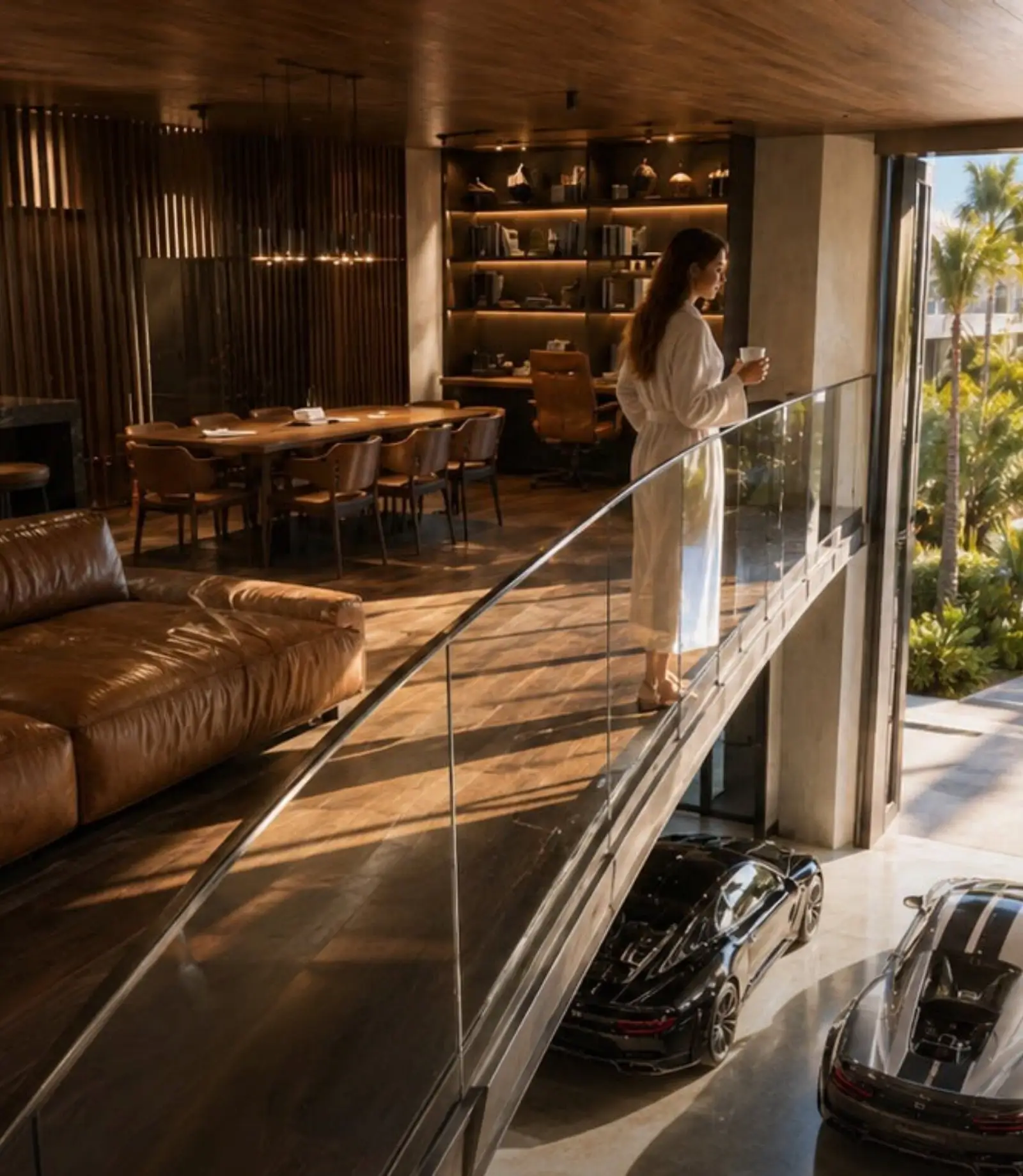 The mezzanine lounge overlooking the collection floor